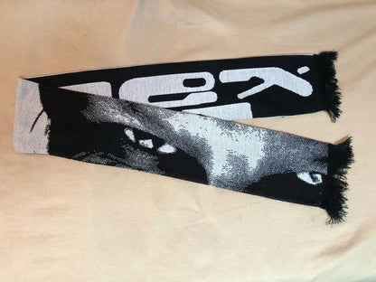 Men’s Y2K Black Knitted Scarf — Aphex Twin Goth Harajuku Streetwear Winter Shawl Unisex