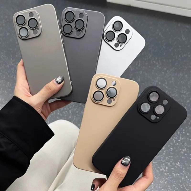 Ultra-Thin Matte iPhone Case - Slim Shockproof PC Cover with Glass Camera Protection for iPhone 11–16, Plus & Pro Max Models