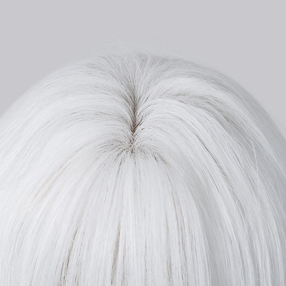 LOUIS FERRE Straight White Synthetic Wig – Long Natural Hair Wig with Bangs, Heat Resistant, Daily Wear for White Women