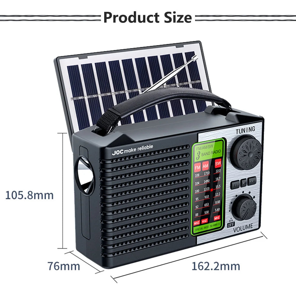 Portable AM/FM Shortwave Radio – Rechargeable Battery Powered Full Band Receiver with USB/TF MP3 Player & Bluetooth Speaker Function