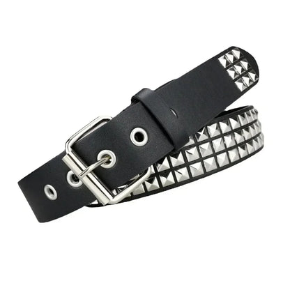 2024 Square Bead Rivet Belt – Punk Metal Pyramid Hardware Belt for Men and Women, Y2K Designer Jeans Belt