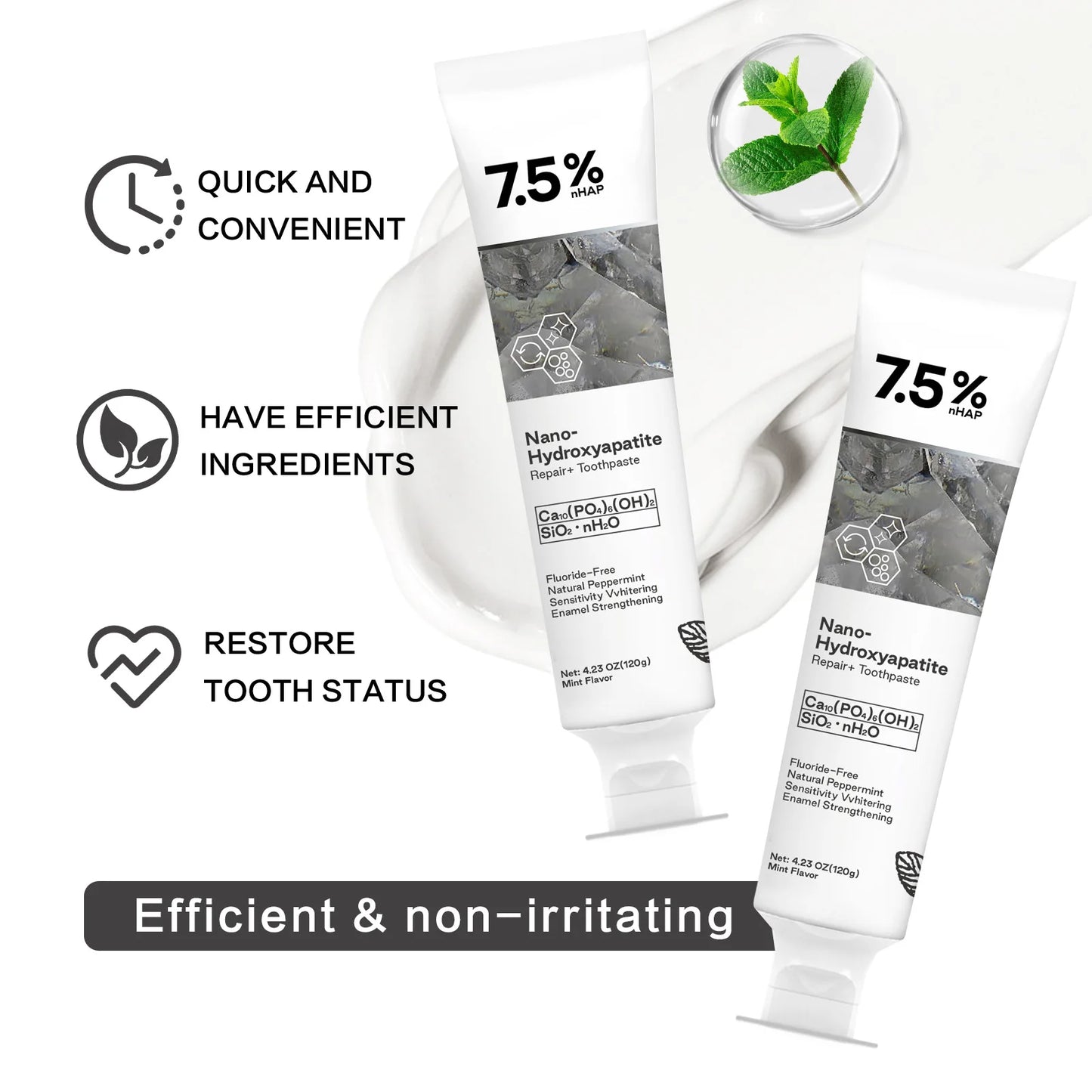 120g Nano Hydroxyapatite Toothpaste – Removes Coffee & Tea Stains, Freshens Breath, Prevents Cavities, Dental Care