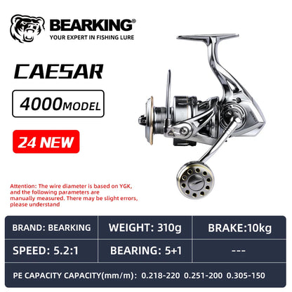 BEARKING CAESAR Fishing Reel - 5+1BB Stainless Steel Bearing System with 5.2:1 Gear Ratio & 15Kg Max Drag Power