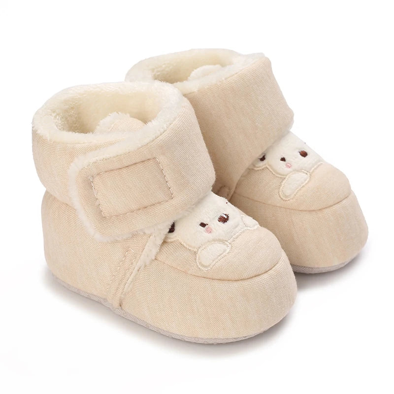 Baby Girls’ and Boys’ Cotton First Walker Shoes - Soft Cartoon Toddler Shoes for Newborns and Infants
