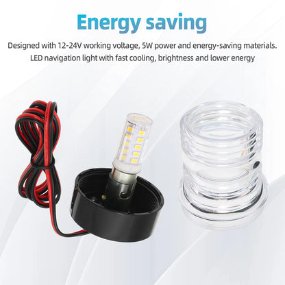 12V/24V LED Boat Navigation Light – 360° Fold Down Marine Signal Anchor Light for Yacht & Sailing