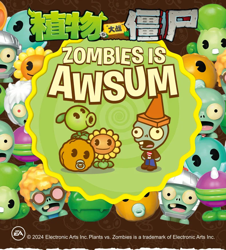 Plants vs Zombies Q Version Mini Figures – Random 4-Style Plant & Zombie Toys for Collection