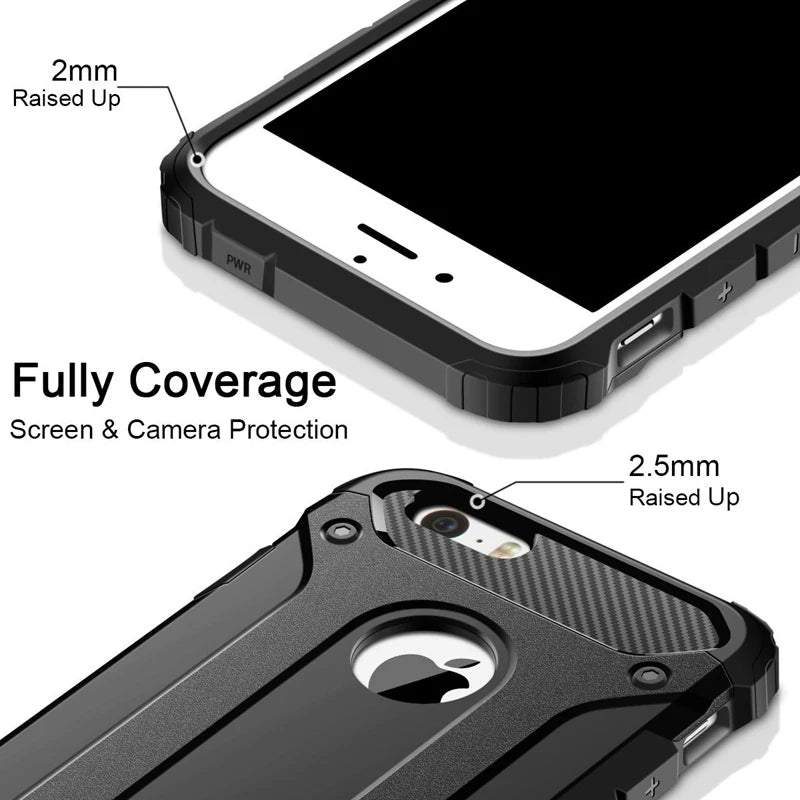 Rugged Layer Armor Case – Heavy Duty Shockproof Cover for iPhone 14/13/12/11 Pro Max, 5/5S/5C/6/6S/7/8/X/XS/XR