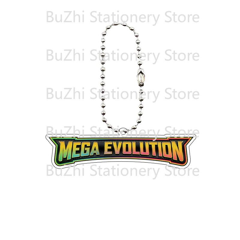 Anime Mega Evolution Acrylic Keychain 5cm – PTCG PKM Cartoon Game Logo Bag Charm Pendant Gift Toy for Boys & Girls Collection