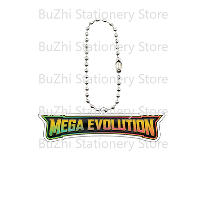 Anime Mega Evolution Acrylic Keychain 5cm – PTCG PKM Cartoon Game Logo Bag Charm Pendant Gift Toy for Boys & Girls Collection