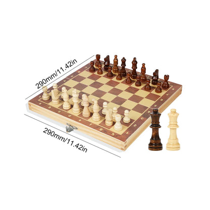 29x29cm Large 3-in-1 Chess Board – Foldable Chess, Checkers & Backgammon Set for Kids & Adults, Strategic Thinking Game