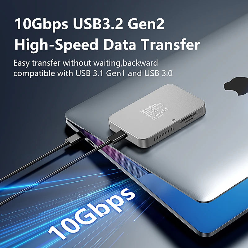 Blueendless Magnetic NVMe SSD Docking Station M.2 2230/2242/2280 – 10Gbps USB-C Hub with 100W PD, 4K@60Hz HDMI & Cooling Fan