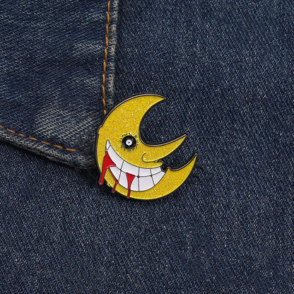 Soul Eater Crescent Moon Enamel Pin - Anime Gothic Brooch Lapel Badge Gift for Fans
