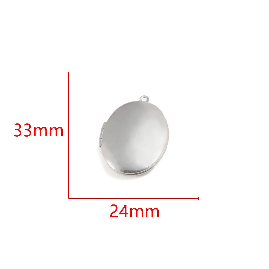 Stainless Steel Photo Locket Charms - 5-Piece Heart, Round & Square Memory Pendant Set