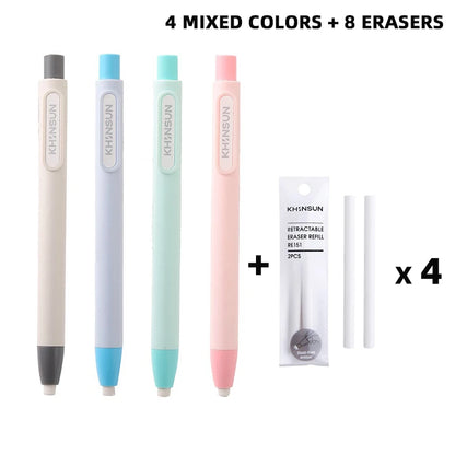 Retractable Press Eraser Pen – Replaceable Core Push-Button Art Eraser for Students, Kids & School Stationery Supplies