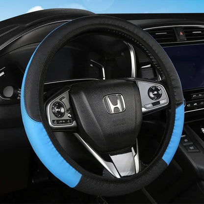 PU Leather Car Steering Wheel Cover — Breathable, Anti-Slip, 37-38cm Universal Car Accessory