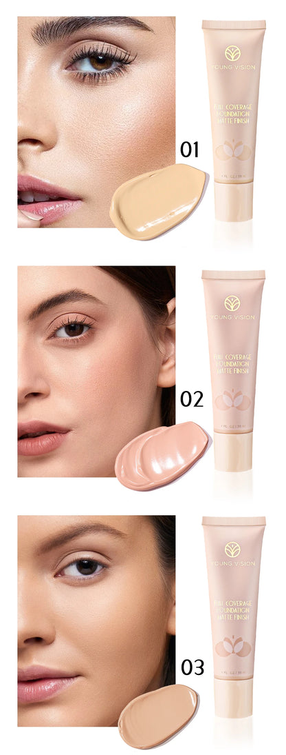 30ml Matte Liquid Foundation Cream – Long-Wear, Oil-Control, Full Coverage Waterproof Concealer for Wheat Tone Makeup