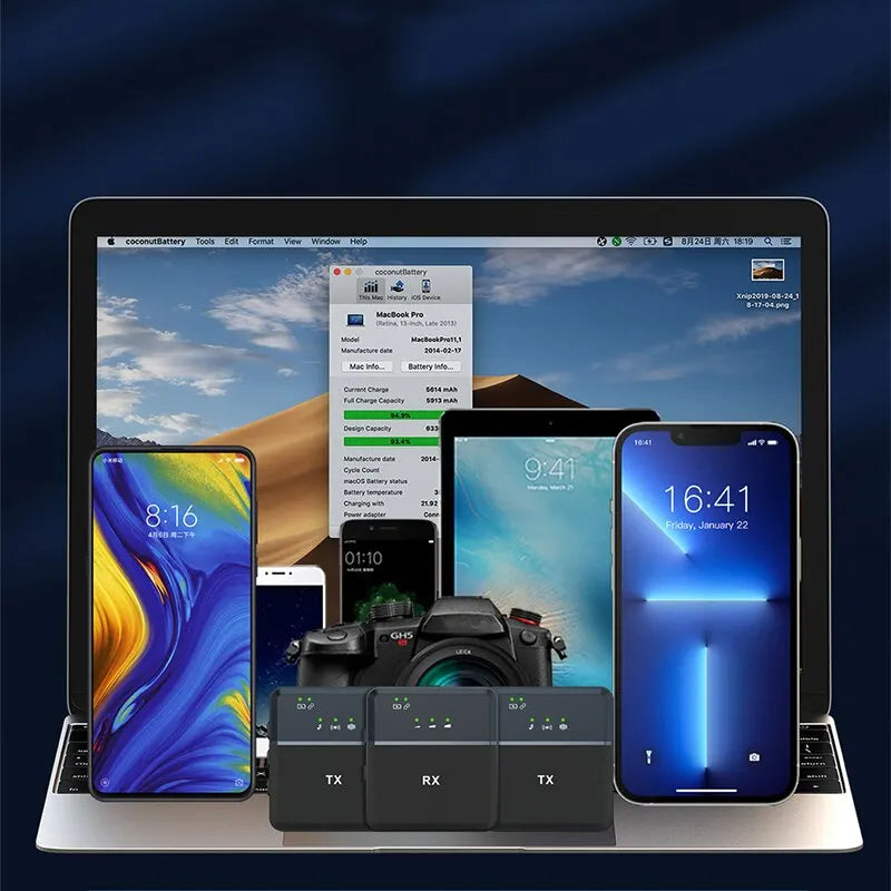 Multi-Function Wireless Microphone Receiver for iPhone, Android, and Live Gaming - Noise Reduction, Radio Recording Mic
