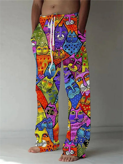 Men’s 3D Printed Wide-Leg Pants - Hip-Hop Streetwear Trendy Casual Trousers