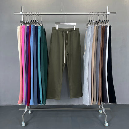 Straight-Lined Solid Color Cashmere Sweatpants – Soft Cozy Lounge Pants
