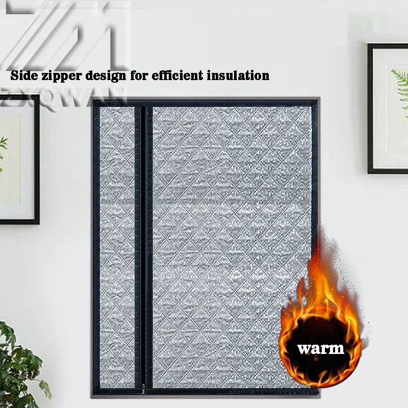 Side Zipper Cotton Curtain — Double-Layer Thickened, Cold & Windproof, Customizable Home Curtain