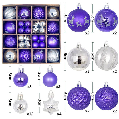 44PCS Christmas Ball Ornaments – 3/6CM Decorative Pendant Balls for Christmas Tree, Home Decor, New Year & Holiday Accessories