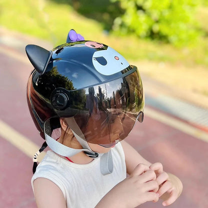 Cartoon Electric Car Helmet for Kids – Cute Half Helmet, Creative Safety Protective Gear for Children & Students