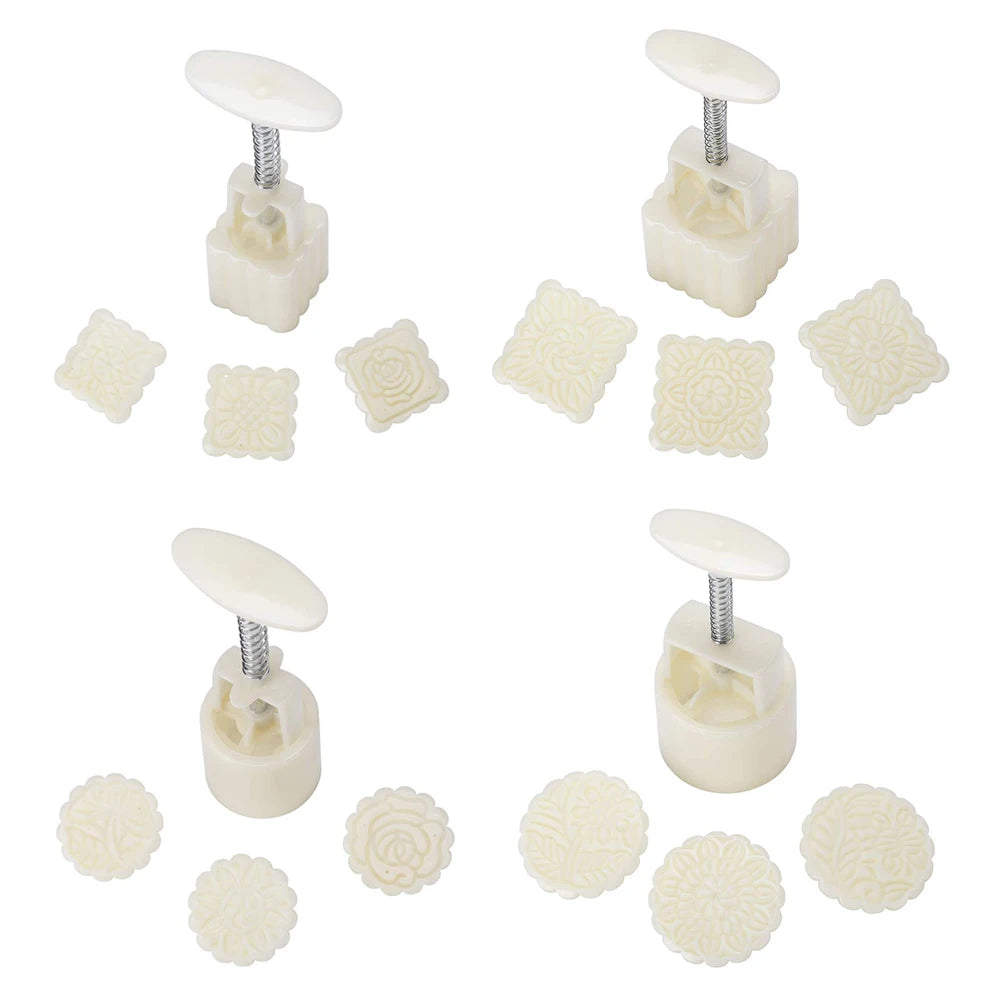 DIY Flower-Shaped Mooncake Mould for Mid-Autumn Festival - Hand Pressure Fondant Pastry Decorating Tools