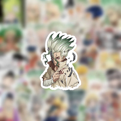 54-Piece Dr. STONE Anime Sticker Set - Senku Ishigami Graffiti Decals for Scrapbooks, Phone Cases & DIY Crafts