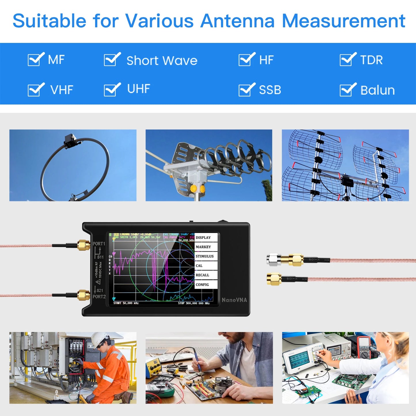 NanoVNA-H4 Vector Network Analyzer 10KHz-1.5GHz | 2.8/4" Display Antenna Tuner for MF HF VHF UHF | Spectrum Analyzer Nano VNA