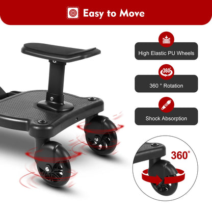 2-in-1 Universal Stroller Buggy Board with Detachable Seat – Pram Pedal Adapter for Kids, 25kg Load Capacity