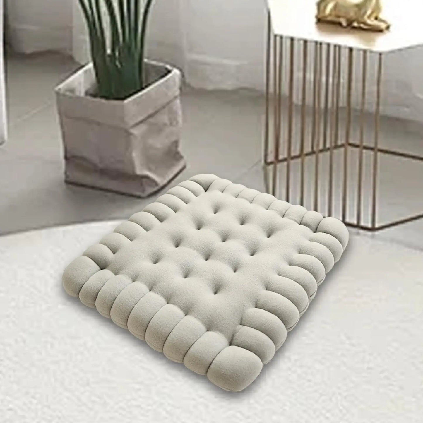 Biscuit-Shaped Decorative Cushion – Comfy Seating Pillow for Balcony & Gift Idea