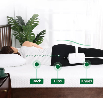 Memory Foam Knee Pillow for Side Sleepers – Soft Leg Support Cushion with Adjustable Straps