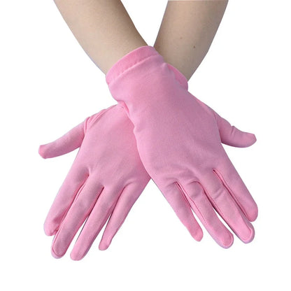 Women’s Satin Summer Gloves – Thin Breathable Solid Color UV Sun Protection Gloves for Driving, Dance & Ceremonial Performance