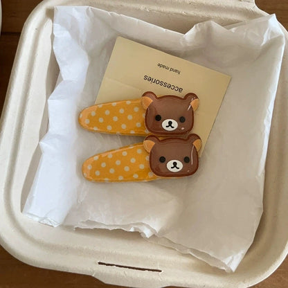 Kawaii Rilakkuma Hair Clip - Cute Cartoon Bangs Side Barrette Wave Point BB Clip Angel Wing Style Birthday Gift