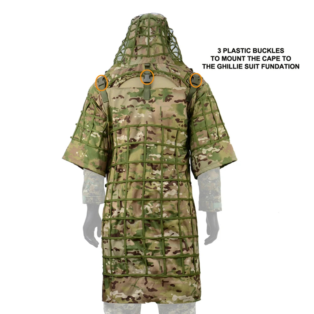 Ghillie Suit Tactical Sniper Coat – Viper Hood Camouflage Clothing for Airsoft, Paintball & Hunting, Ripstop Fabric