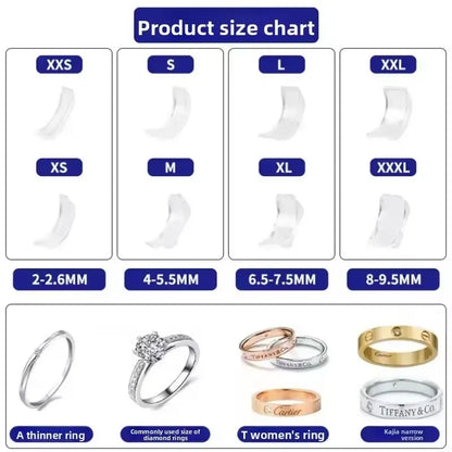 Silicone Invisible Ring Sizer Set – 8 Sizes Anti-Slip Ring Adjuster & Retainer for Loose & Large Rings Fit Fix Holder