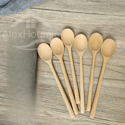 6-Piece Bamboo Wooden Spoon Set – 9” Korean Style Natural Wood Spoons for Soup, Cooking & Mixing