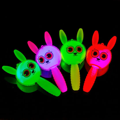 Cute Light-Up Cartoon Rabbit and Bear Toys – Fun Squeeze Handle Toys for Kids’ Birthday Gifts