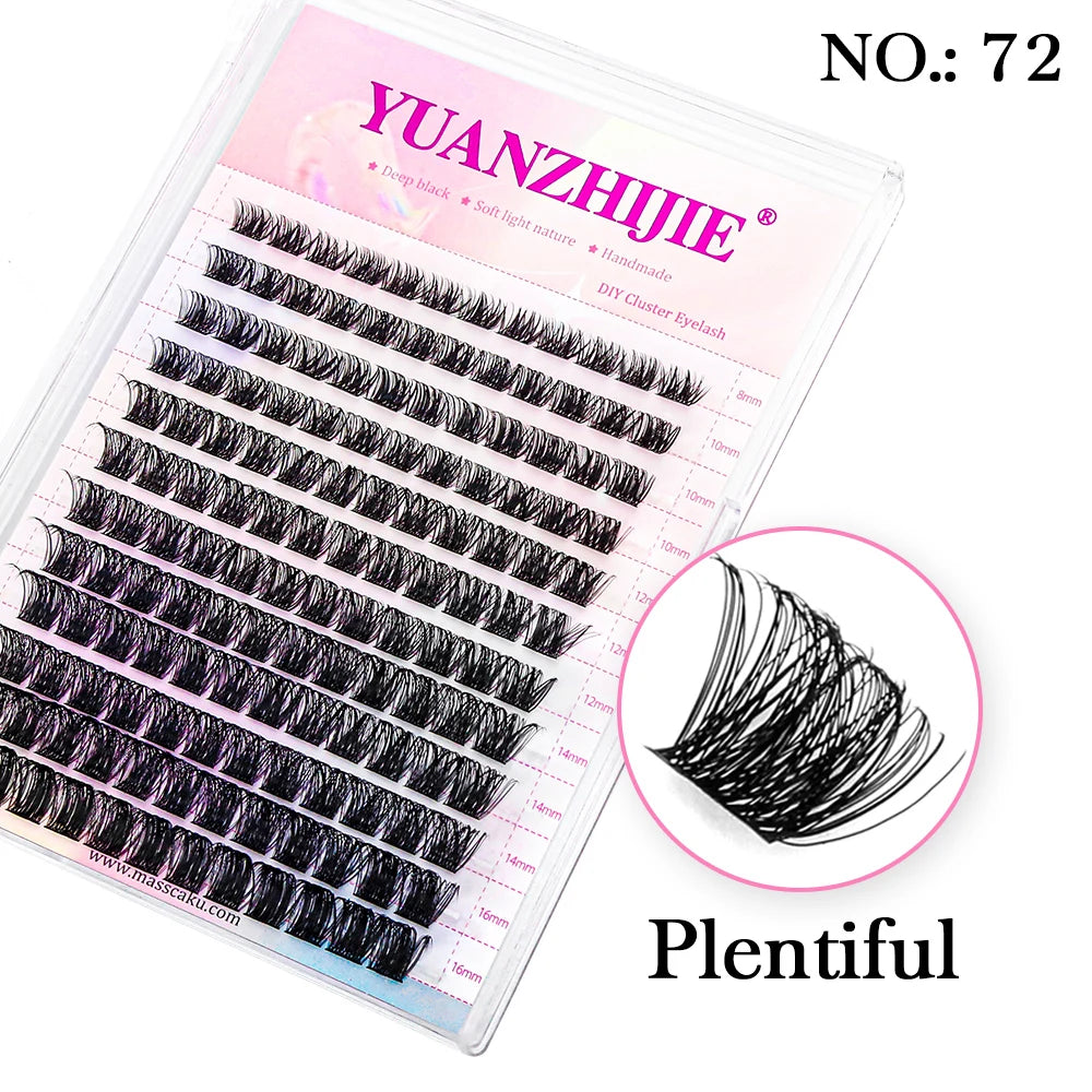 DIY 144 Cluster Lashes YUANZHIJIE – Natural C/D Curl Segmented Mink Individual Eyelash Extensions Kit for Home Makeup & Professional Volume Look (Free Shipping)