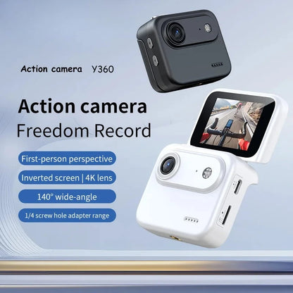4K Action Camera with Flip Screen - 143° Wide-Angle Anti-Shake Vlog Camera for Outdoor Sports