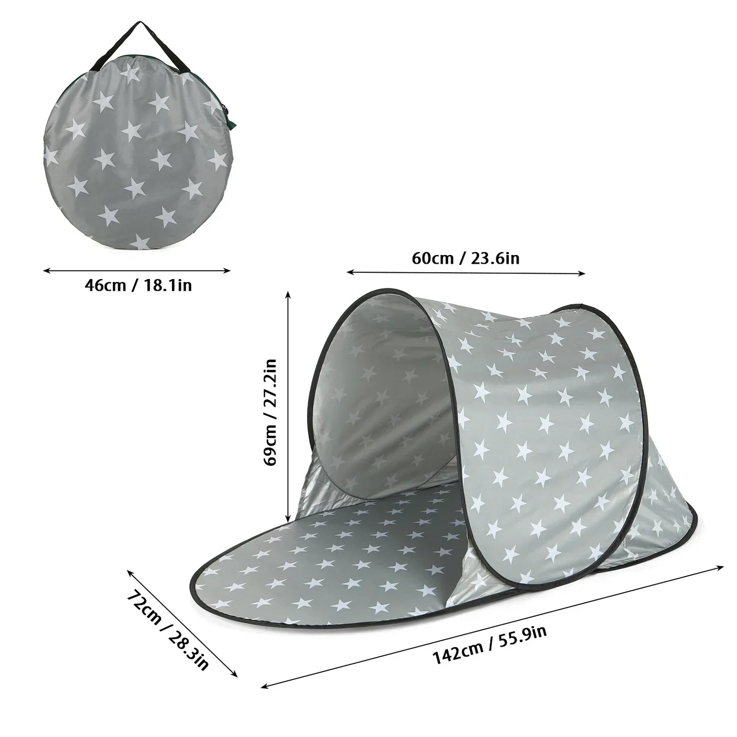 Enjoy the Sun Safely with UV-Proof Beach Tent - Automatic Instant Pop-Up Sunshelter for Baby and Kid, Portable Water-Resistant Camping Sun Shelter