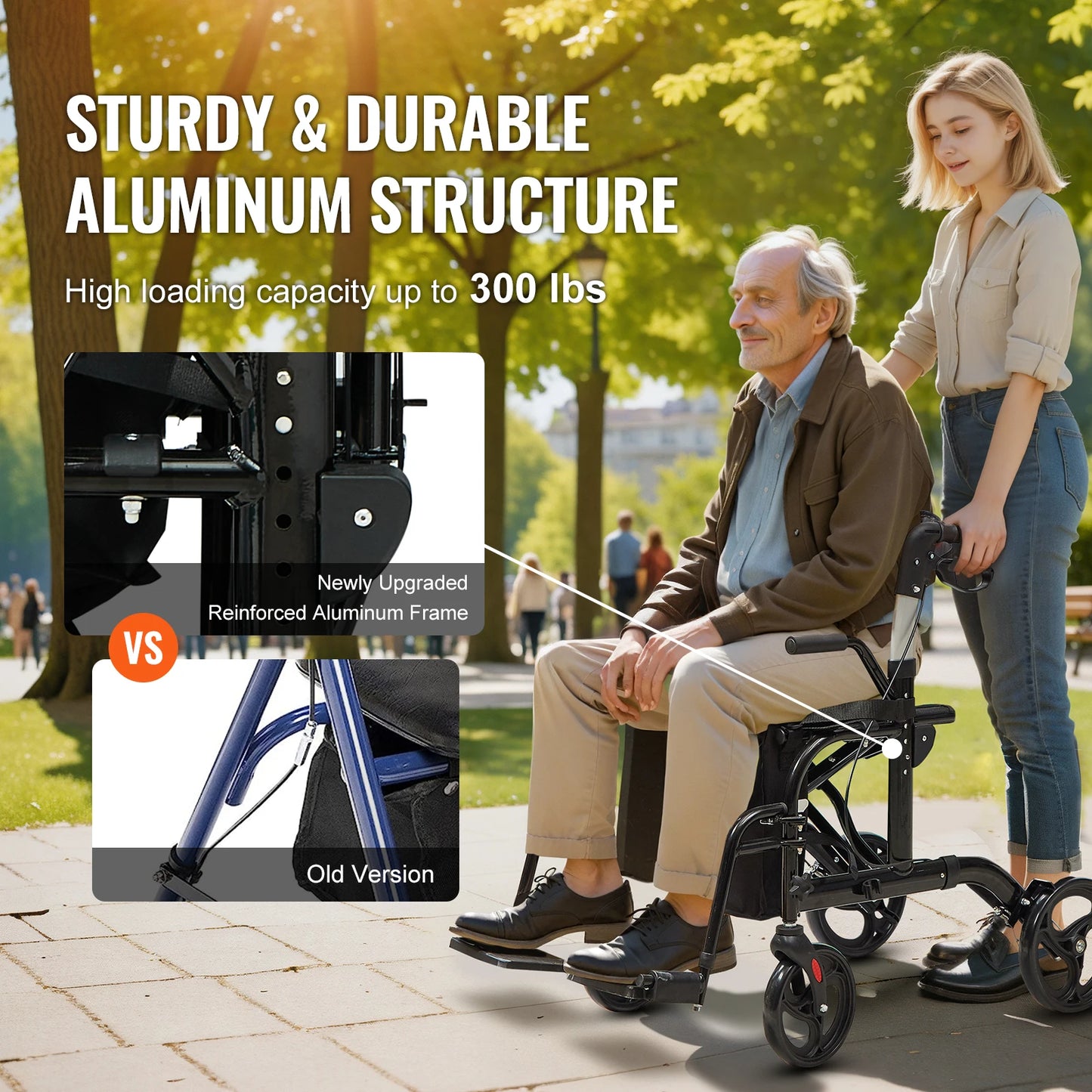 Men’s Adjustable Lightweight Forearm Crutches — Foldable Aluminum Elbow Crutch with Cuff for Walking
