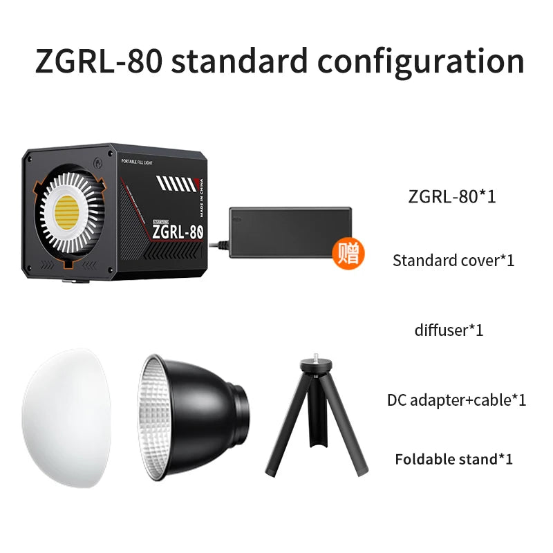 60W Pro Portable LED Video Light – COB Bi-Color Photography Light (2800K-7500K) for Livestreaming, Handheld Outdoor Shooting
