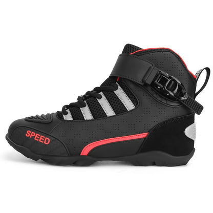 2024 New Motorcycle Boots for Men – Leather, Breathable, Anti-Slip, Wear-Resistant Racing Ankle Boots for Riders