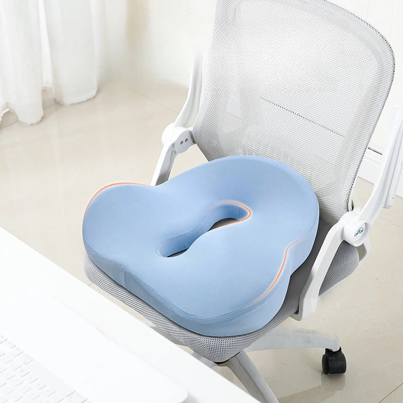 Memory Foam Non-Slip Seat Cushion - Hip Pain Relief, Massage Pad for Office Chair & Car Seat, Coccyx Tailbone Cushion