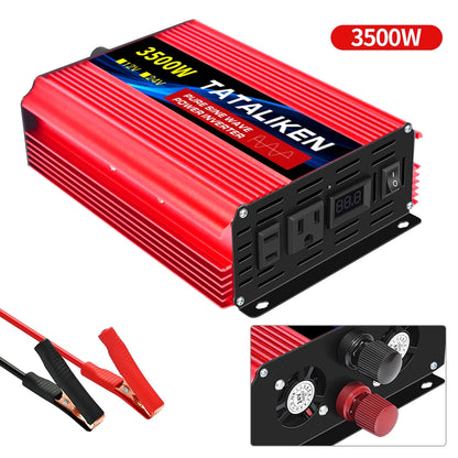 Pure Sine Wave Inverter 5000–10000W – 12V DC to 110V AC Portable Solar & Car Power Converter
