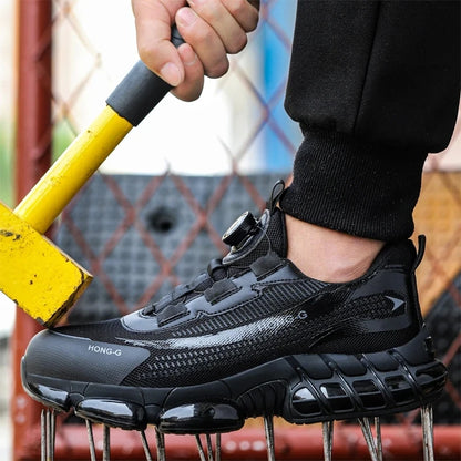Men’s Safety Work Shoes – Steel Toe, Puncture-Proof, Anti-Smash Industrial Sneakers with Rotary Buckle