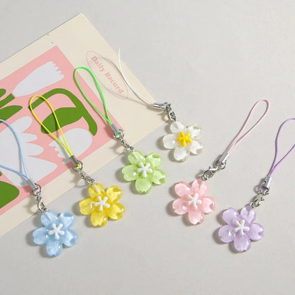 Colorful Resin Flower Phone Chain - Fresh Cute Transparent Key Pendant Bag Charm Accessory for Women & Best Friends