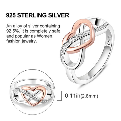 925 Sterling Silver Ring – Infinite Love Star & Moon Design for Women, Wedding Jewelry Gift