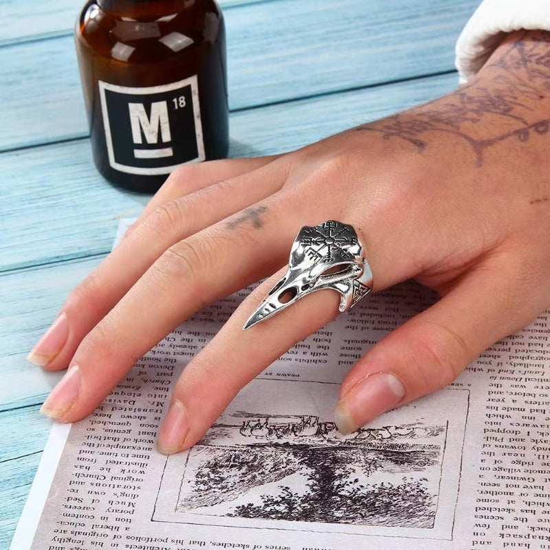 Vintage Punk Viking Bird Beak Alloy Opening Ring – Adjustable Men's Creative Party Jewelry Gift